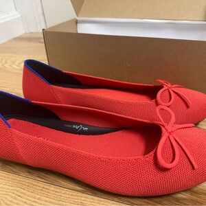 NWT Rothy's Glamour Red Ballet Flats with Bow Detail